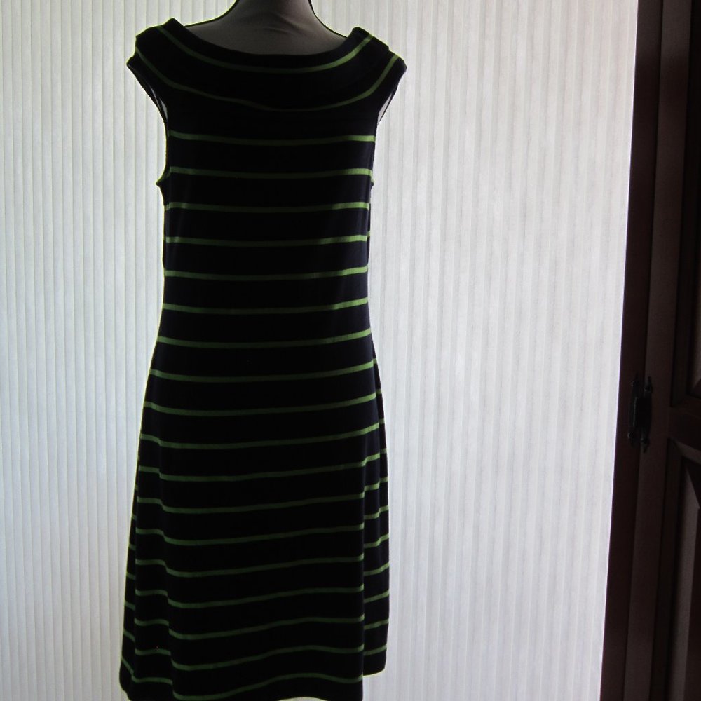 Ralph Lauren Navy/Lime Green stripes Dress size L